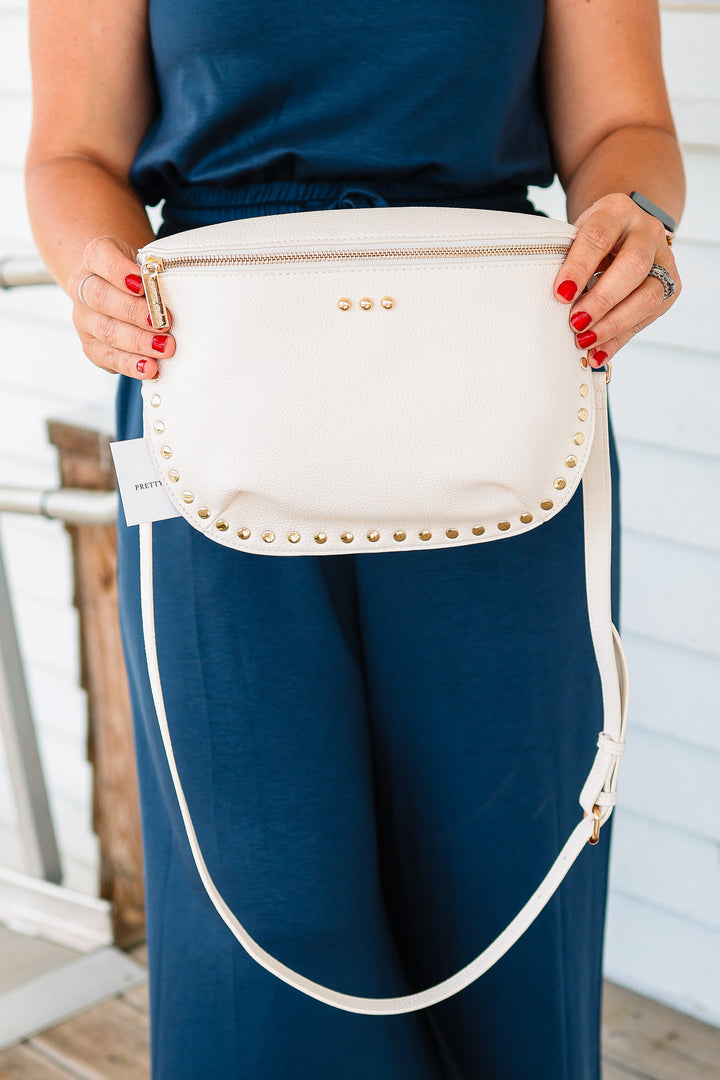 Sabrina Studded Bum Bag - Cream