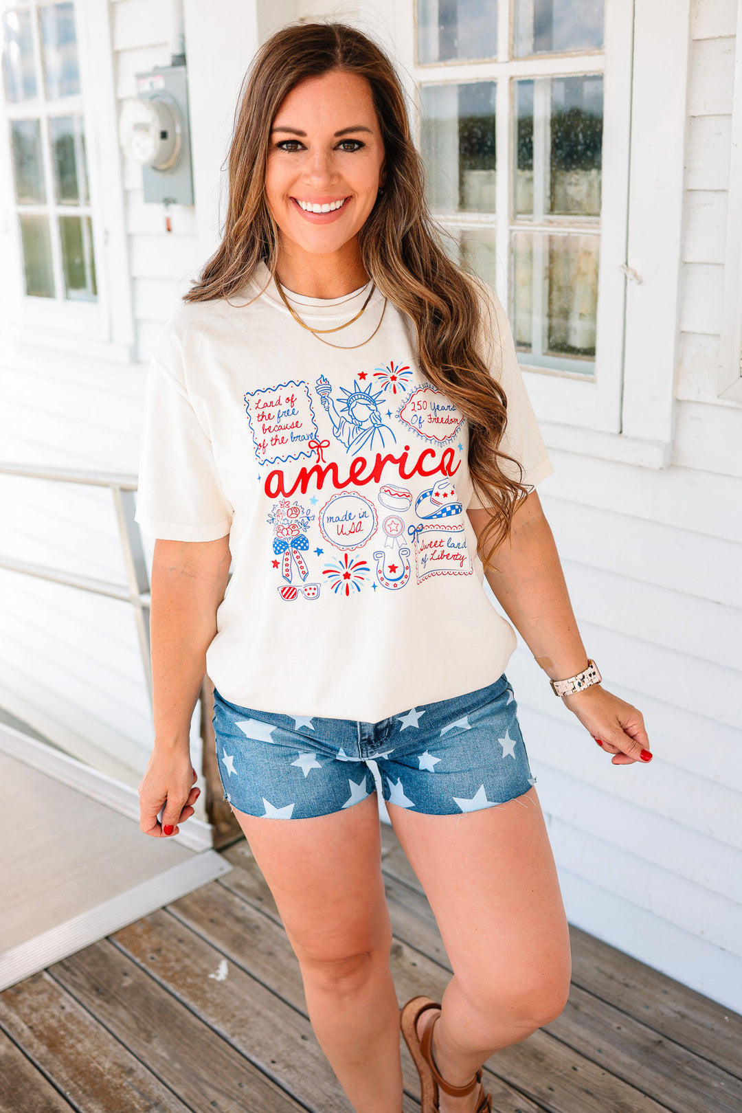 America Doodles Graphic Tee - Ivory