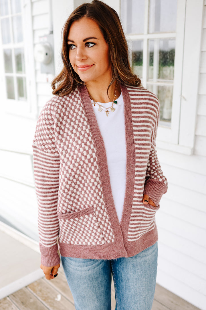 Eden Checkers and Stripes Cardigan - Lavender