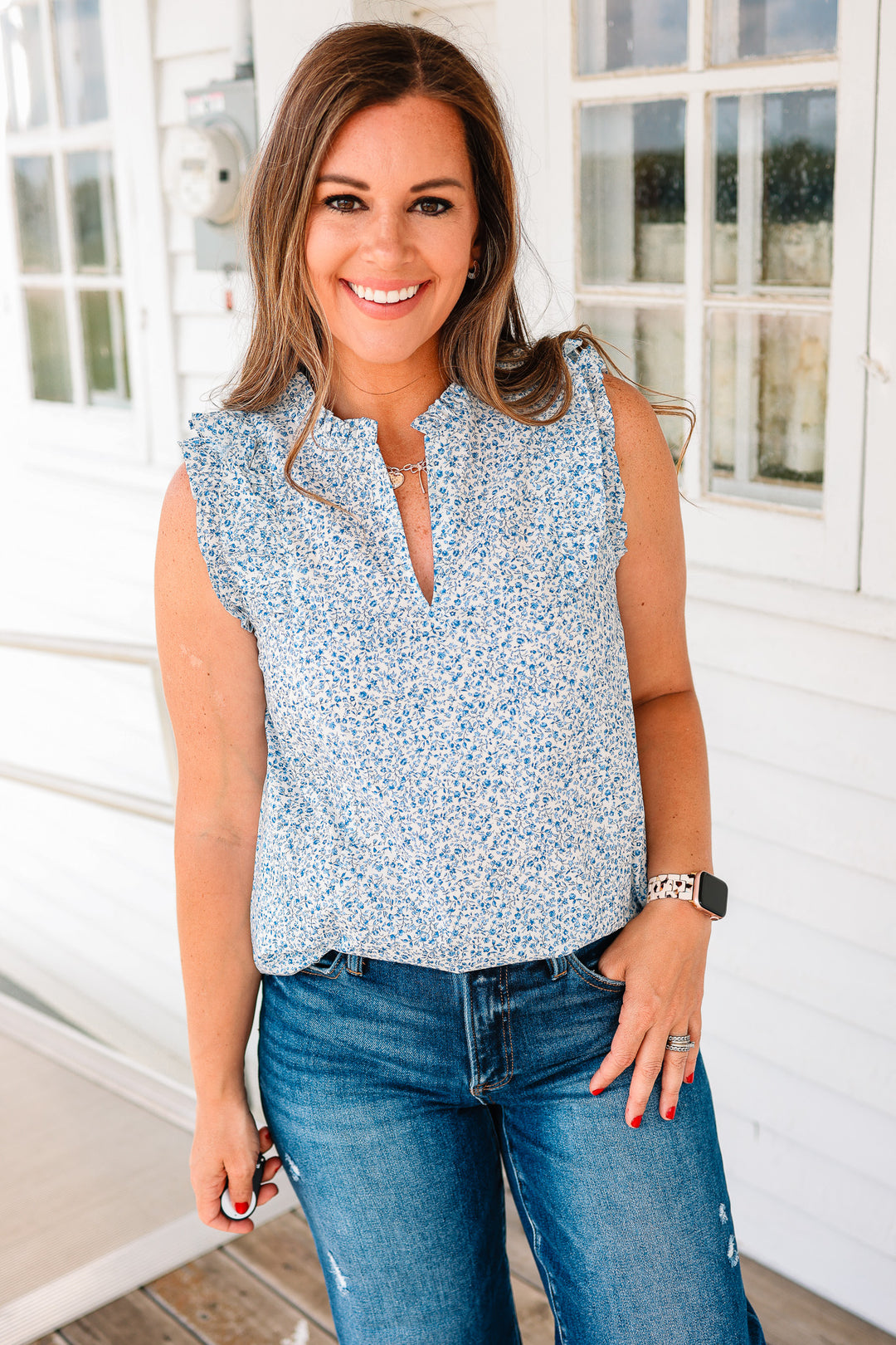 Shelby Floral Print Cotton Poplin Top