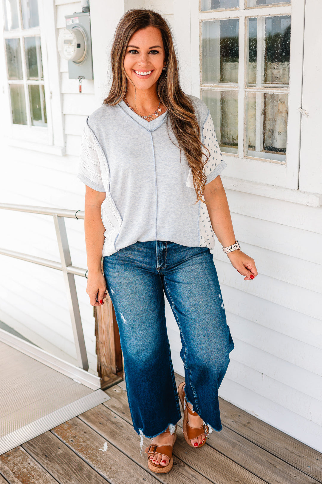 Valerie Mixed Fabric Patchwork Top