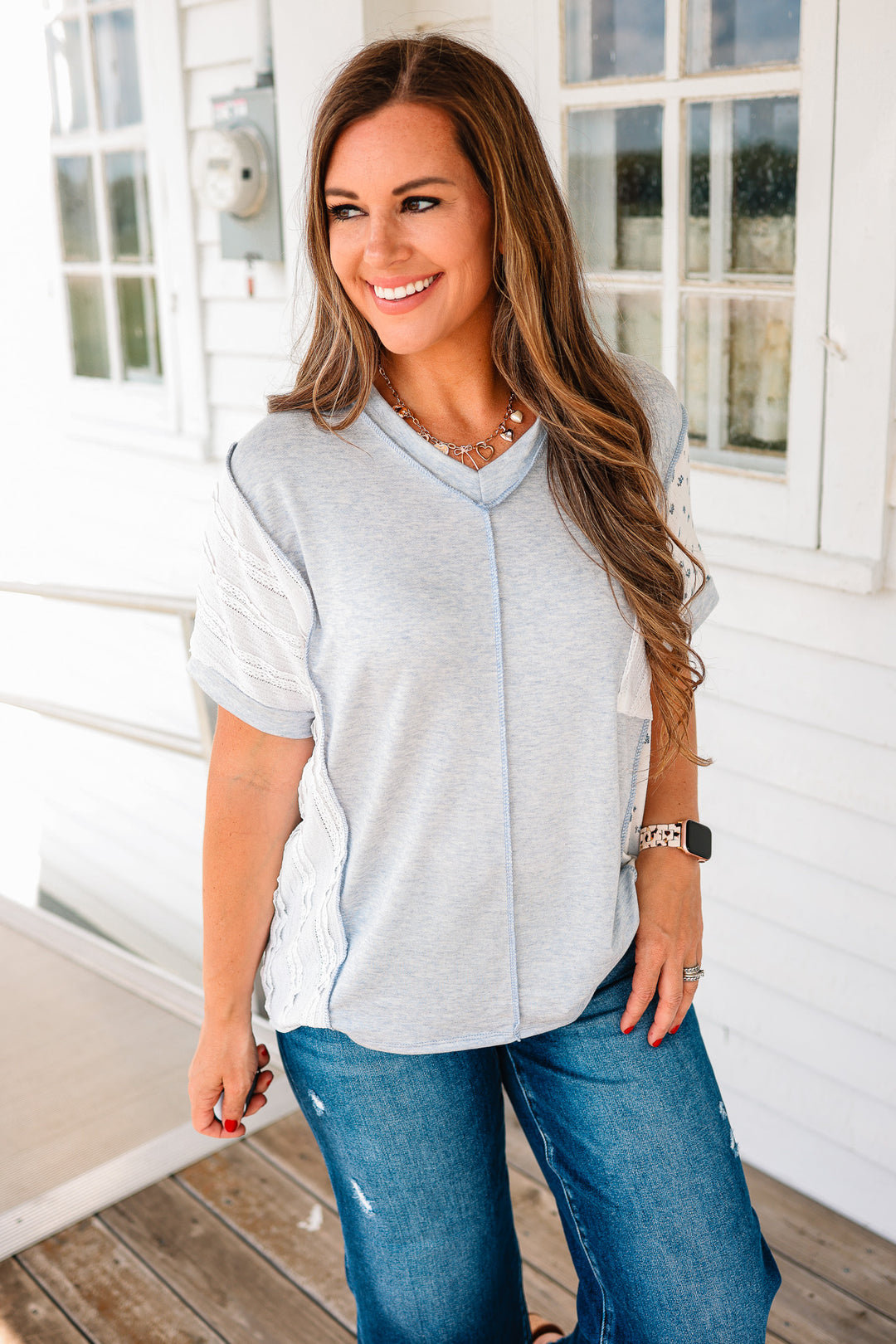Valerie Mixed Fabric Patchwork Top