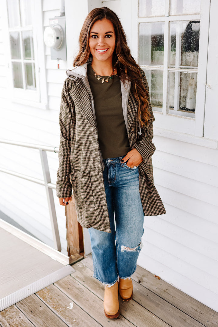 Teagan Detachable Hoodie Coat - Forest Green