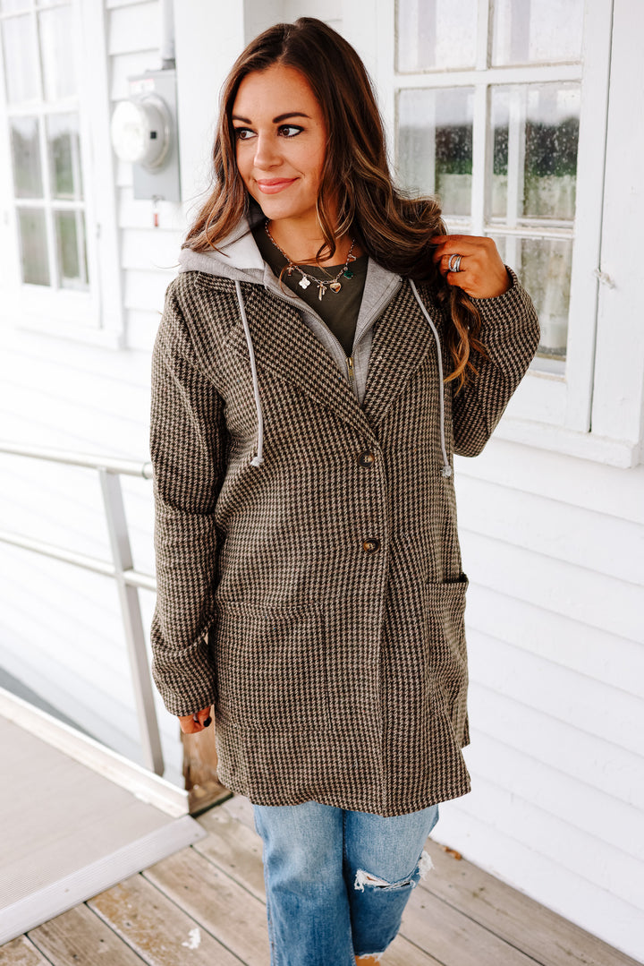 Teagan Detachable Hoodie Coat - Forest Green