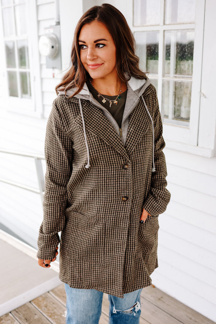 Teagan Detachable Hoodie Coat - Forest Green