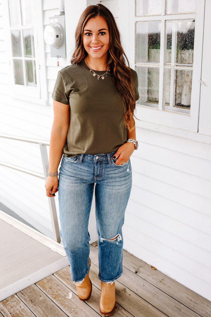 LOVERVET: SAILOR HIGH RISE DISTRESSED SLIM WIDE JEANS