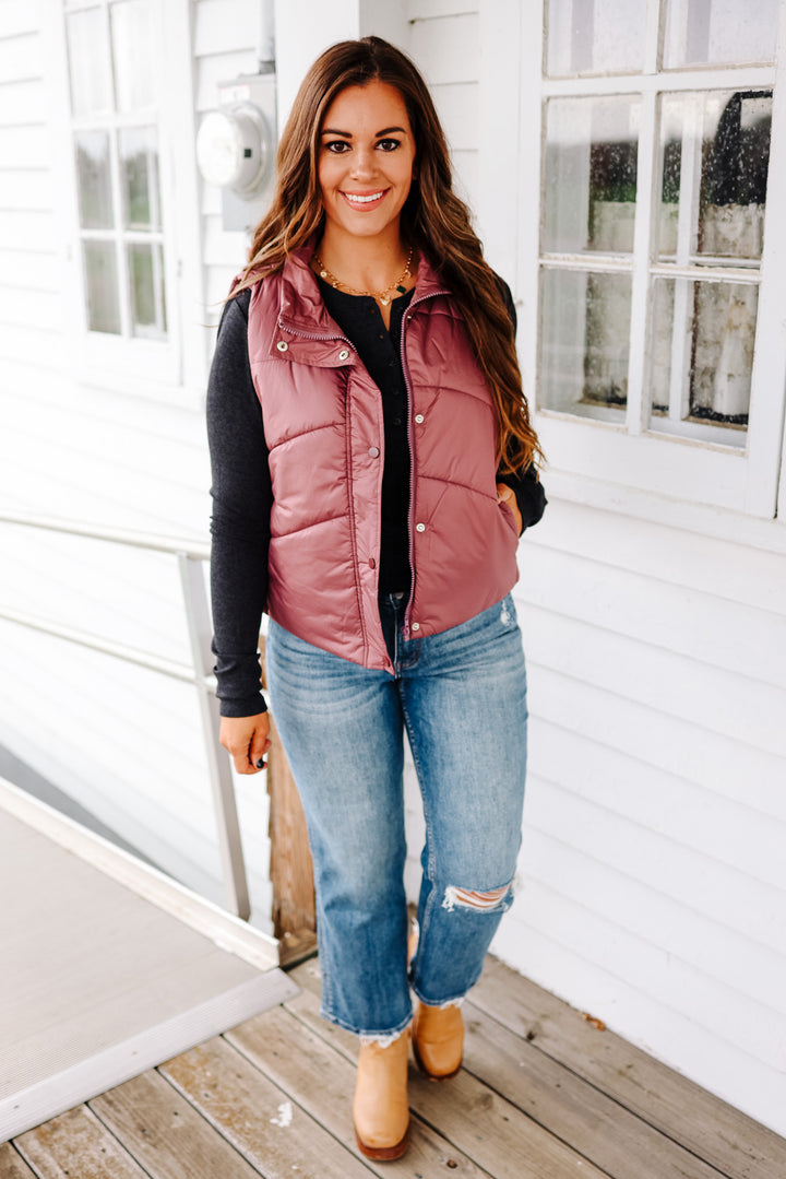 Wren Puffer Vest - Marsala