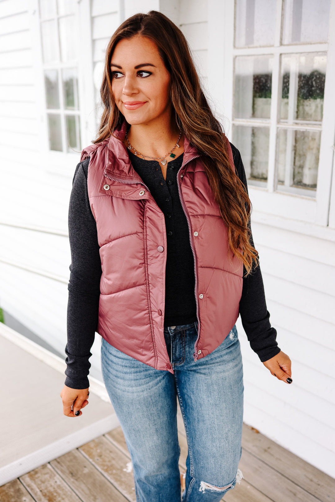Wren Puffer Vest - Marsala