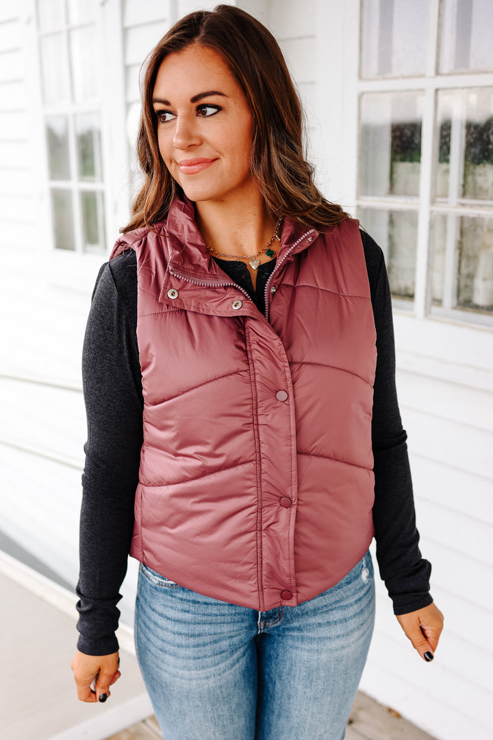 Wren Puffer Vest - Marsala