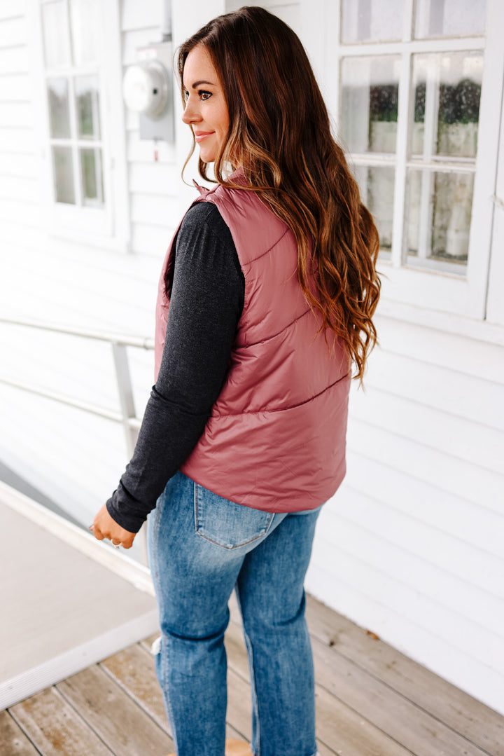Wren Puffer Vest - Marsala