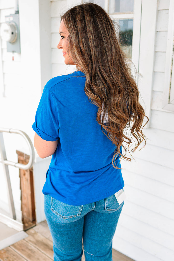 Zoie V-Neck Top - Cobalt