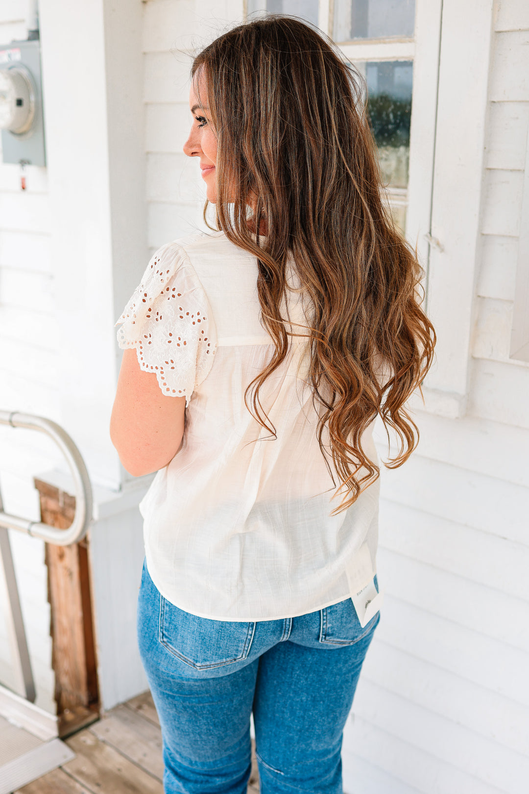 Lorene Embroidery Scalloped Top