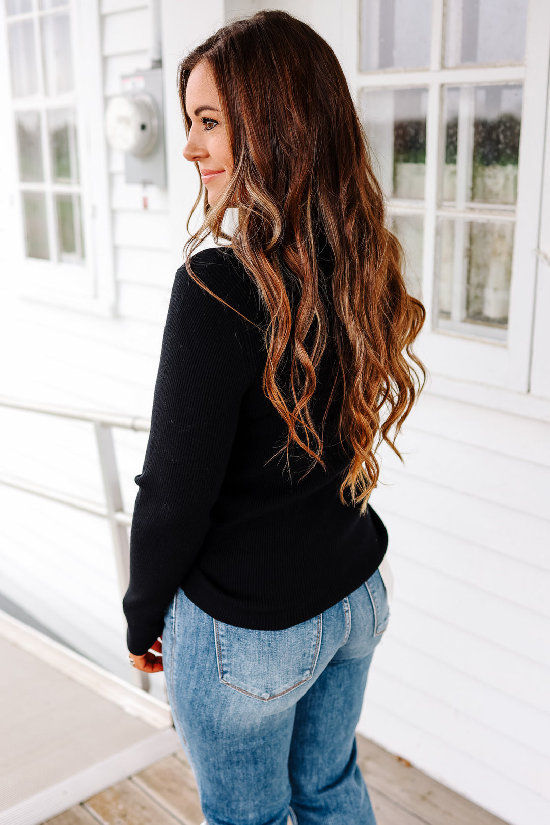 Sylvie Ribbed Turtleneck Sweater - Black