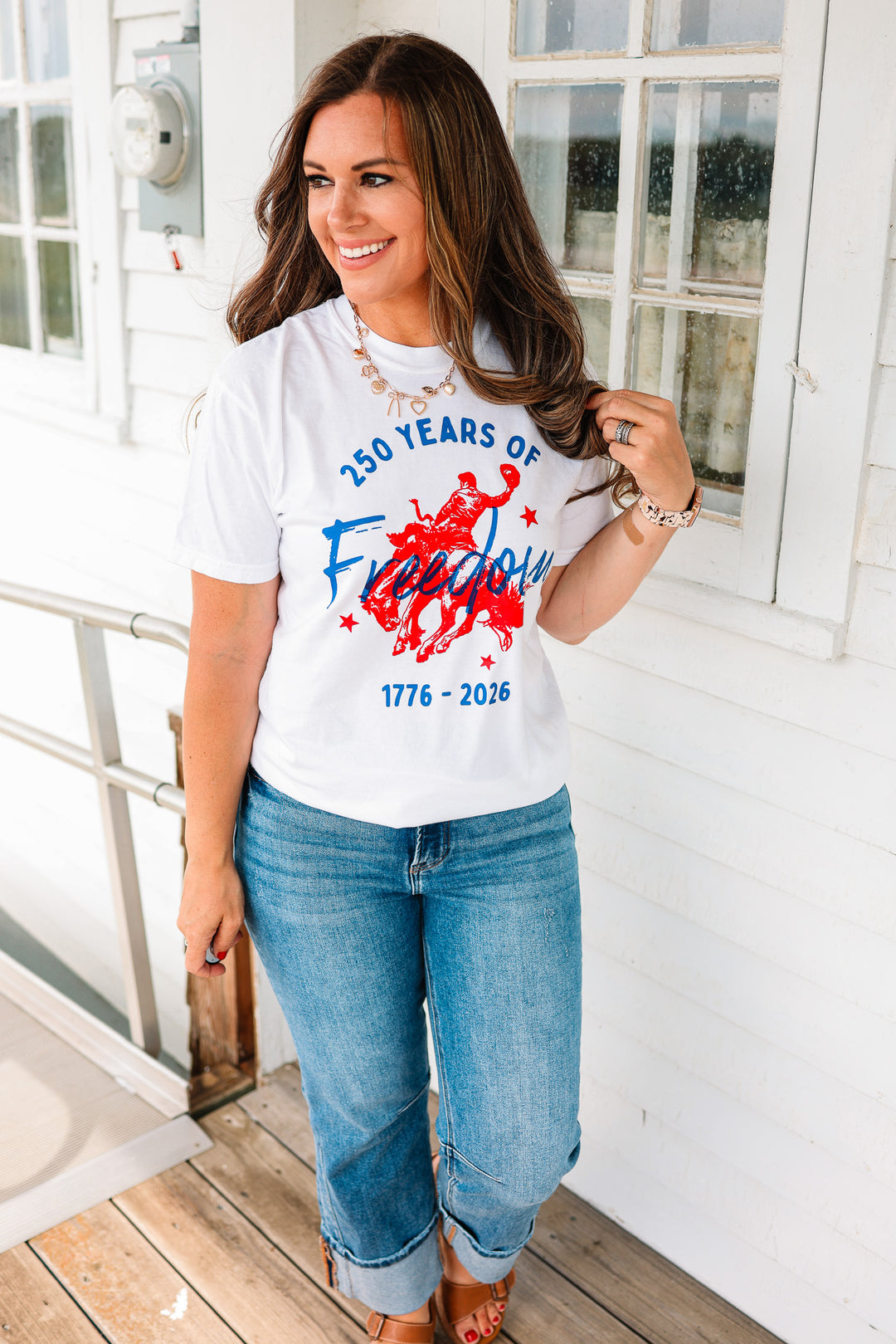 250 Years of Freedom Cowboy Graphic Tee - White