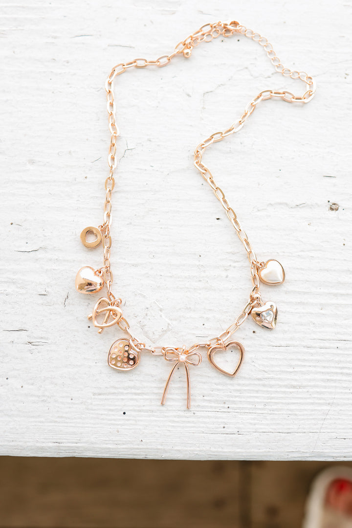Heart and Pearl Charm Necklace