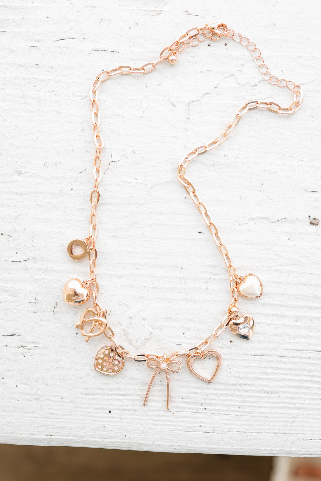Heart and Pearl Charm Necklace