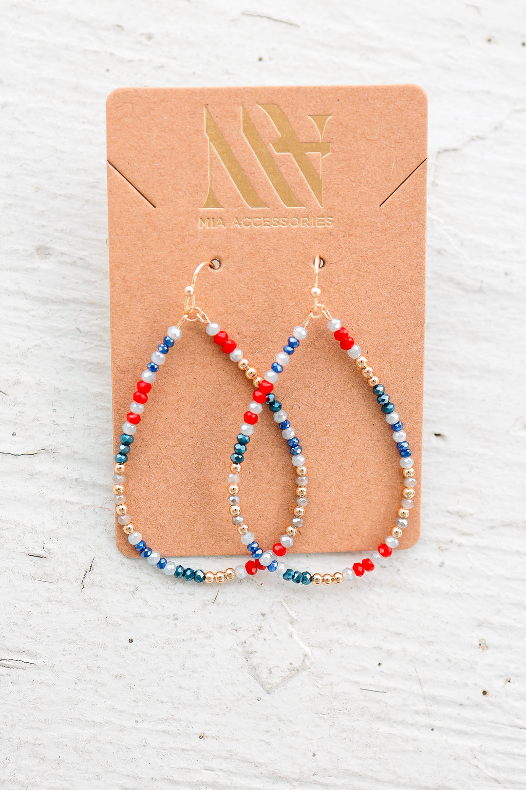 Patriotic Beaded Teardrop Earrings