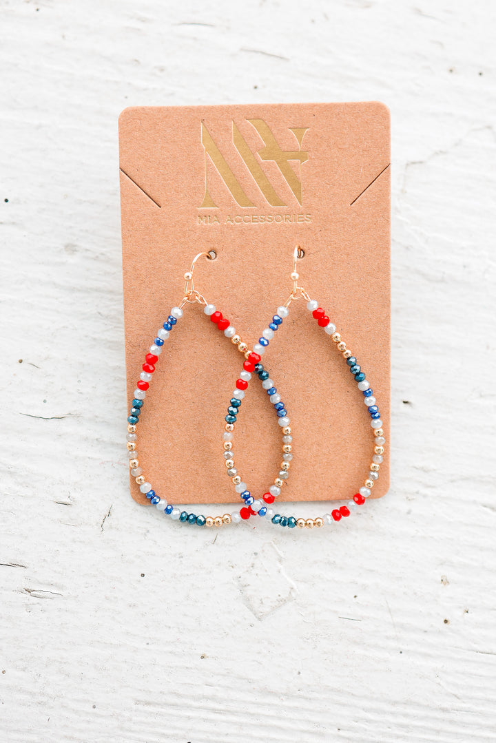 Patriotic Beaded Teardrop Earrings