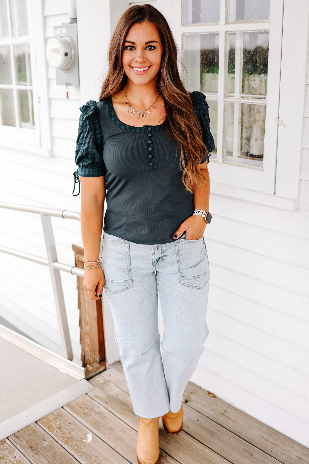 Lottie Embroidered Sleeve Top