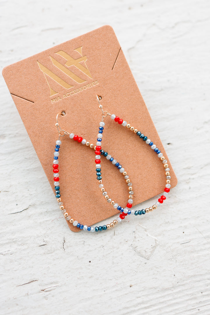 Patriotic Beaded Teardrop Earrings