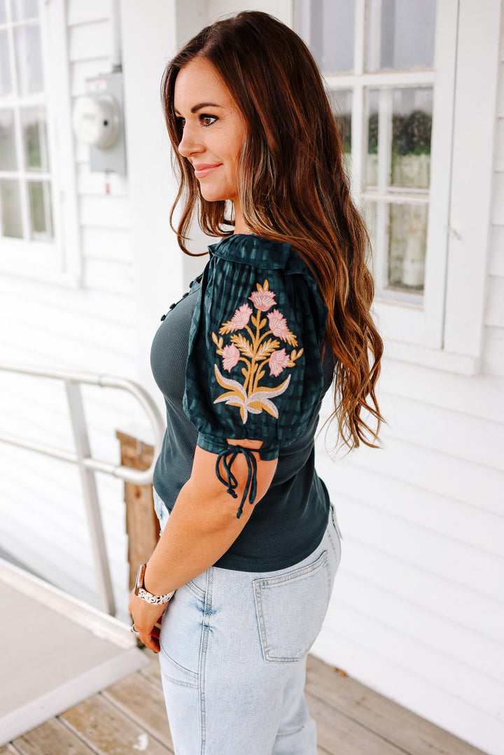 Lottie Embroidered Sleeve Top