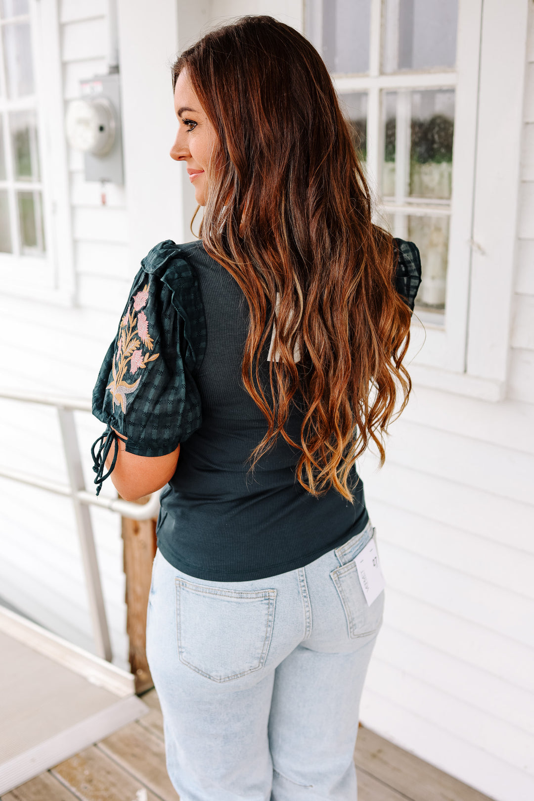 Lottie Embroidered Sleeve Top