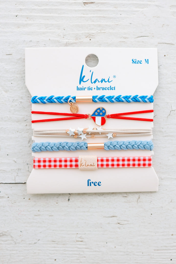 "Free" Patriotic Hair Tie Bracelets