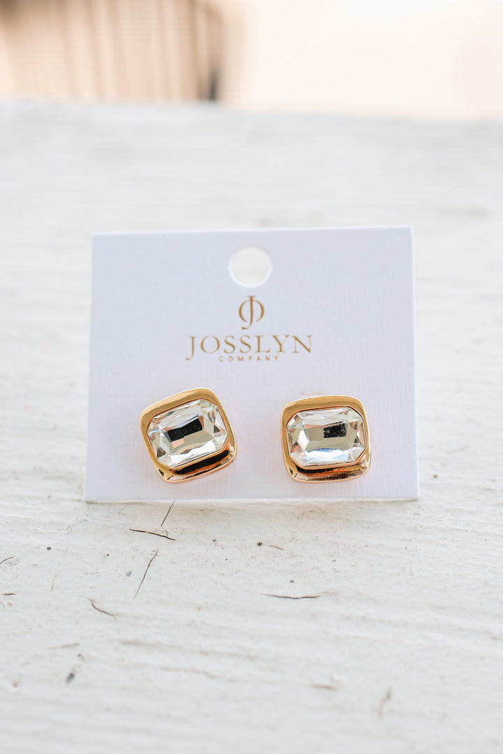 Crystal Cushion-Cut Stud Earrings