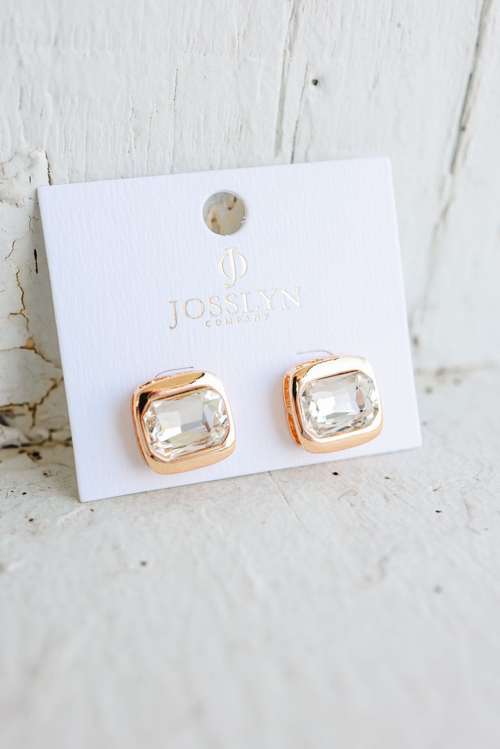 Crystal Cushion-Cut Stud Earrings