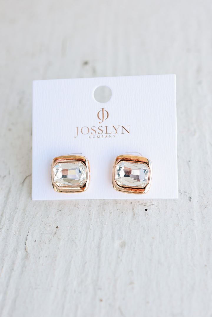 Crystal Cushion-Cut Stud Earrings