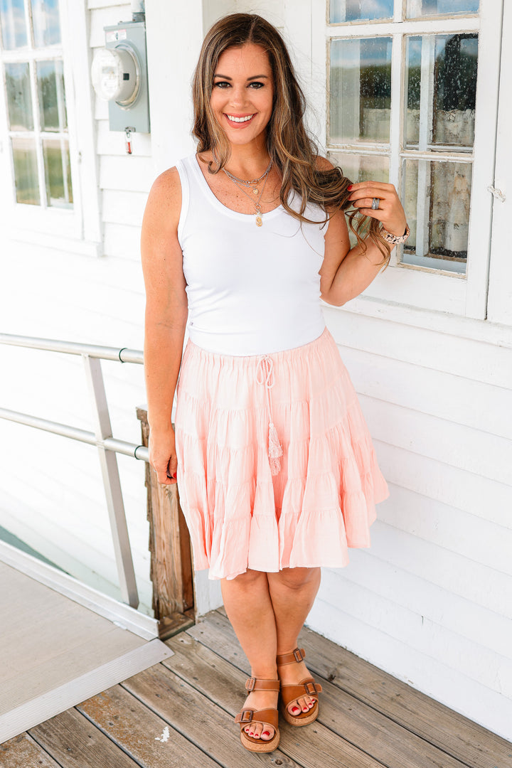 Palmer Tiered Midi Skirt - Pink