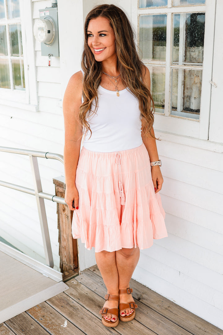 Palmer Tiered Midi Skirt - Pink