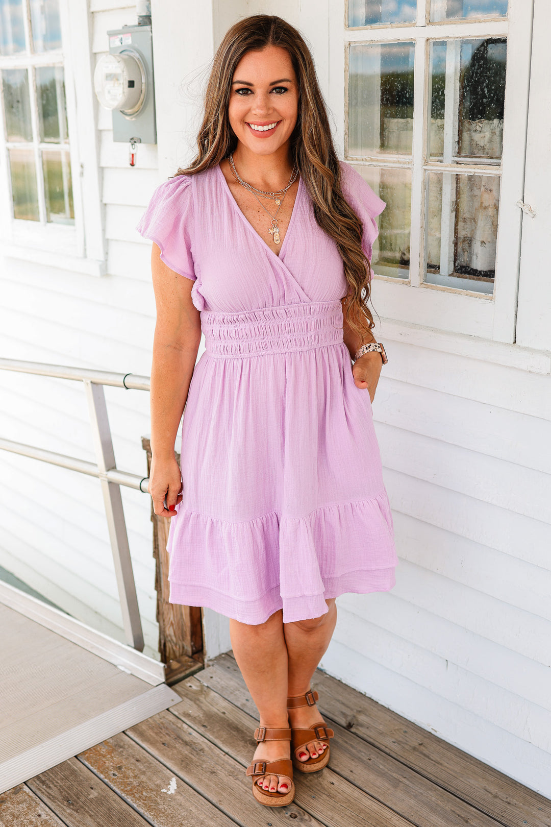 Anne Cotton Gauze Ruffle Dress
