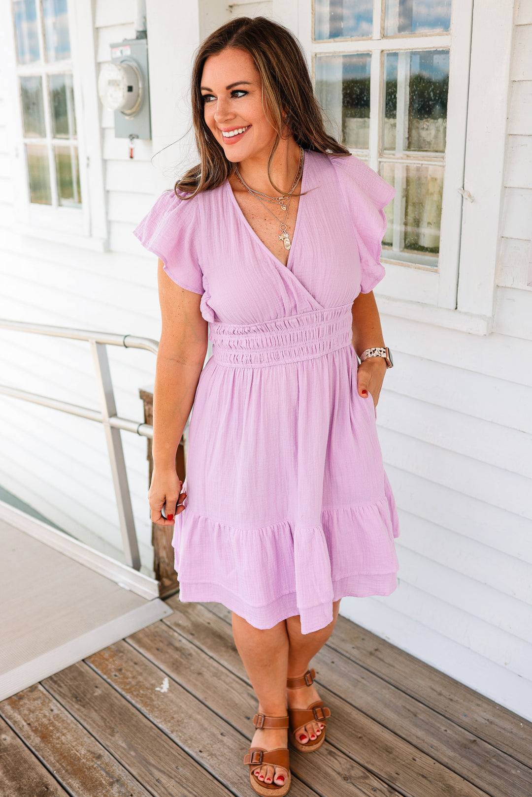 Anne Cotton Gauze Ruffle Dress