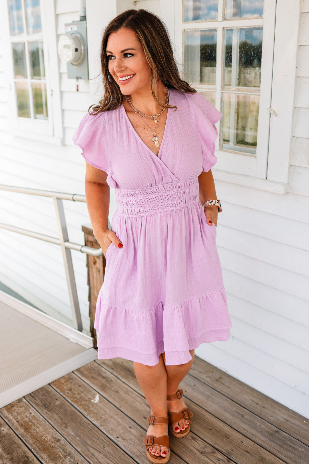 Anne Cotton Gauze Ruffle Dress