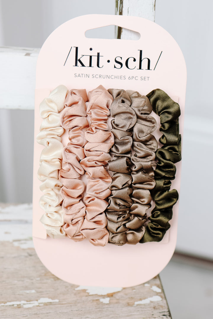 Ultra Petite Satin Scrunchies 6pc - Eucalyptus