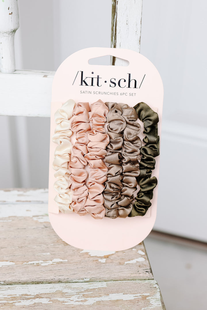 Ultra Petite Satin Scrunchies 6pc - Eucalyptus