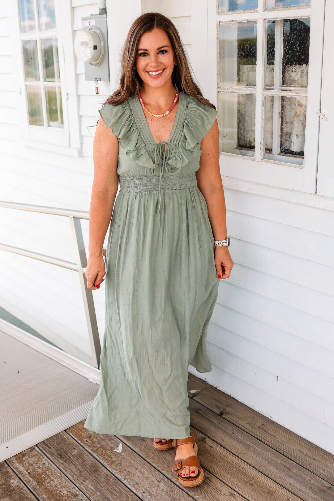 Vivian Flutter Sleeve Maxi Dress Small