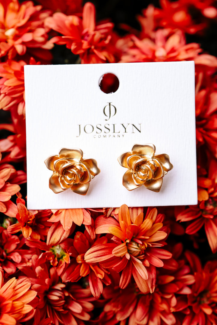 Matte Gold Flower Stud Earrings