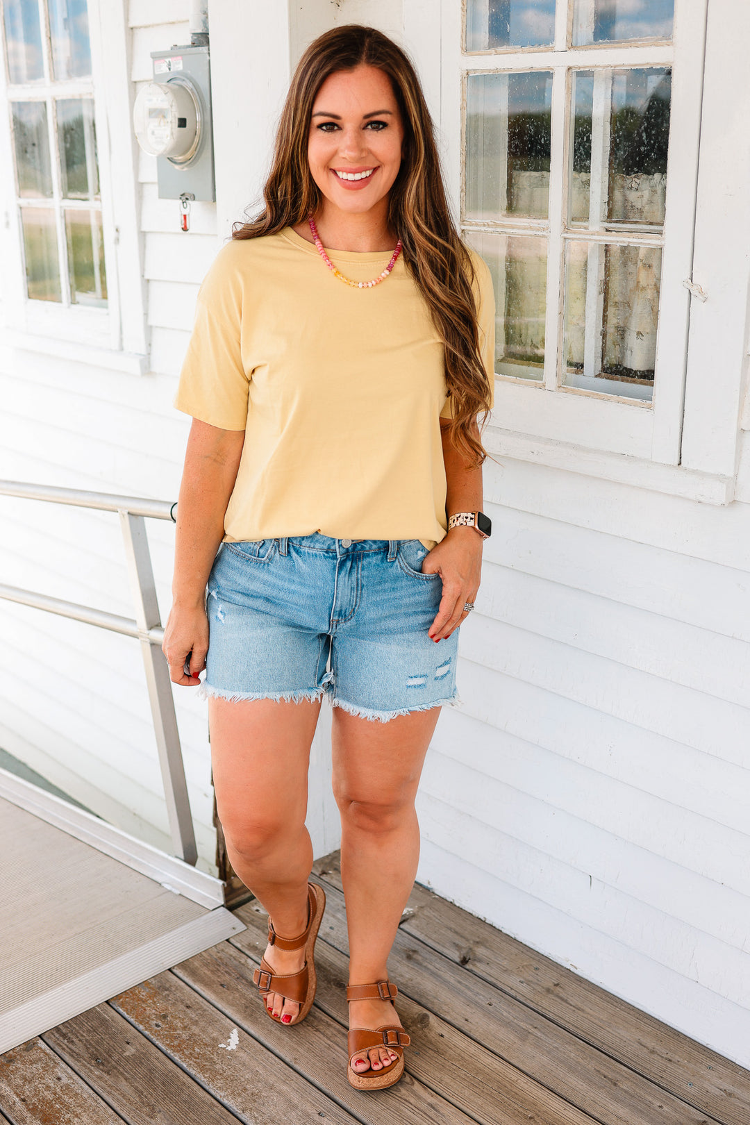 Trish Crop T-Shirt - Dusty Yellow