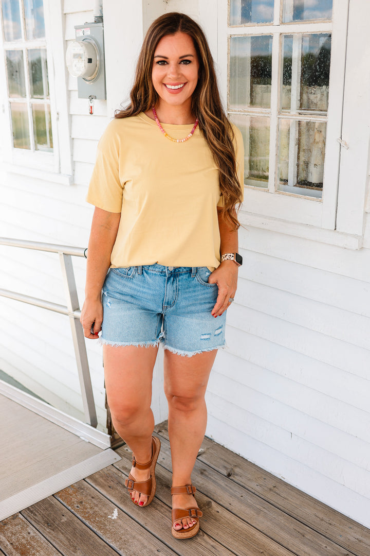 Trish Crop T-Shirt - Dusty Yellow