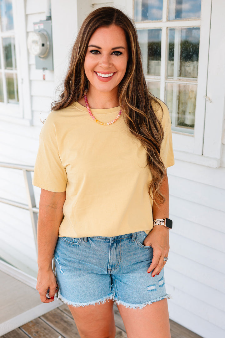 Trish Crop T-Shirt - Dusty Yellow