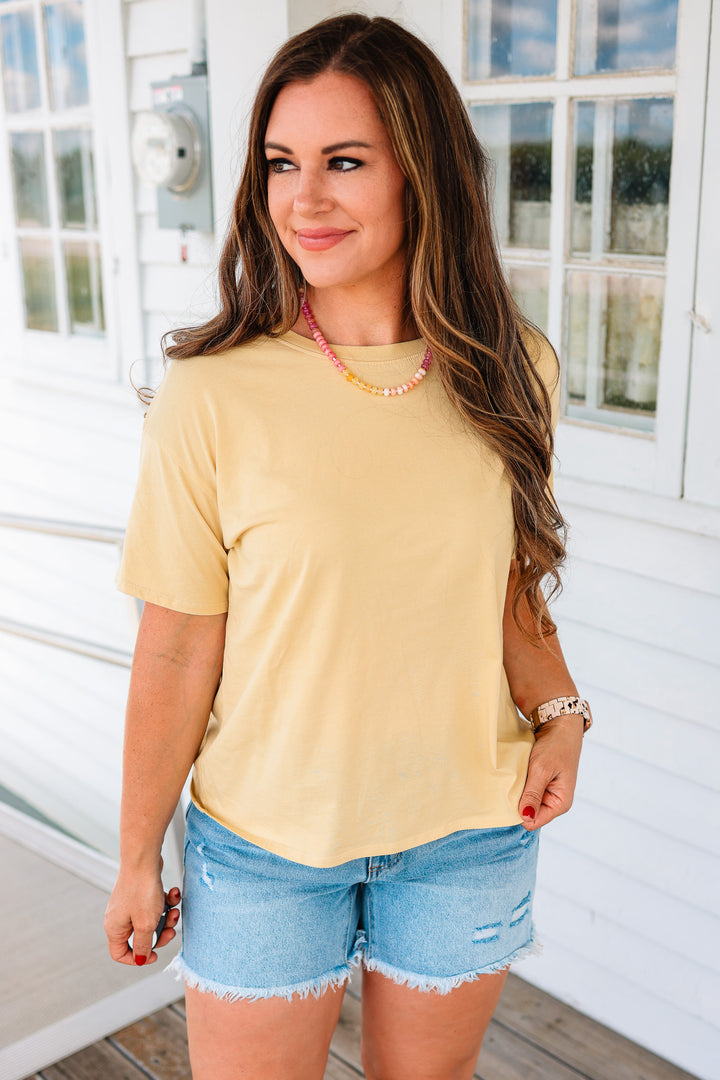 Trish Crop T-Shirt - Dusty Yellow