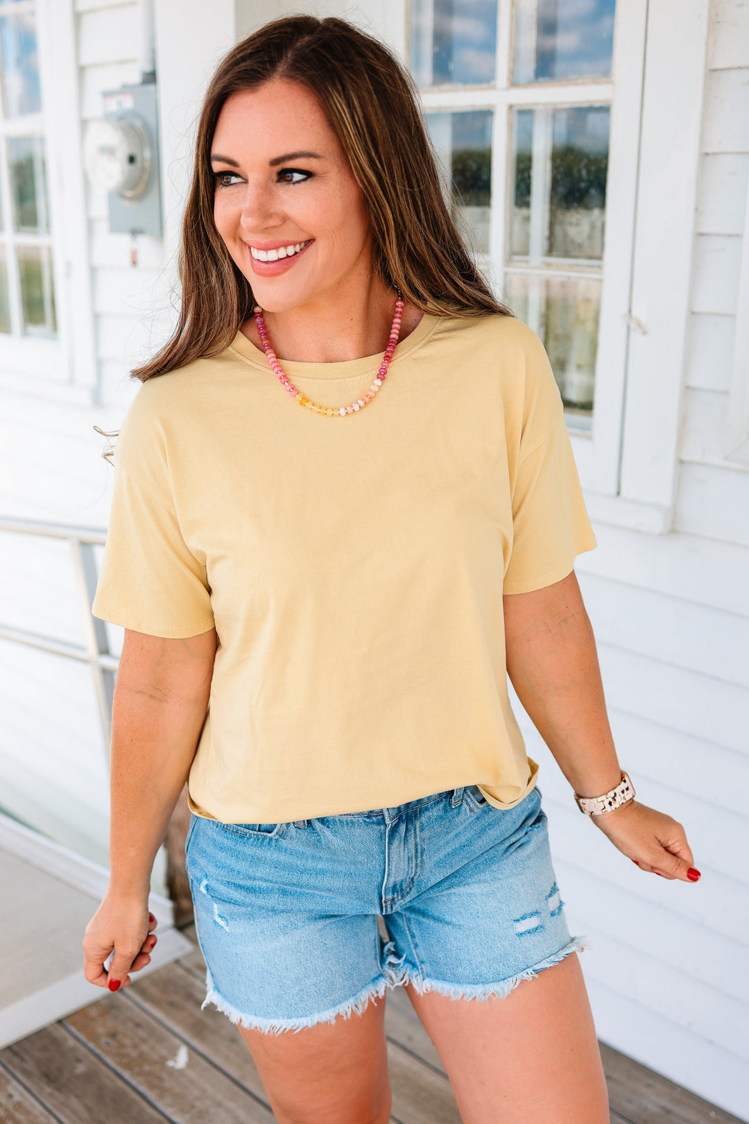 Trish Crop T-Shirt - Dusty Yellow