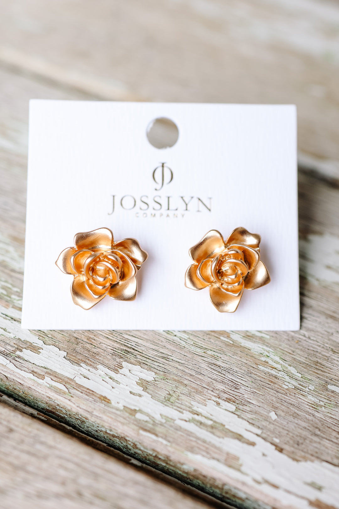 Matte Gold Flower Stud Earrings