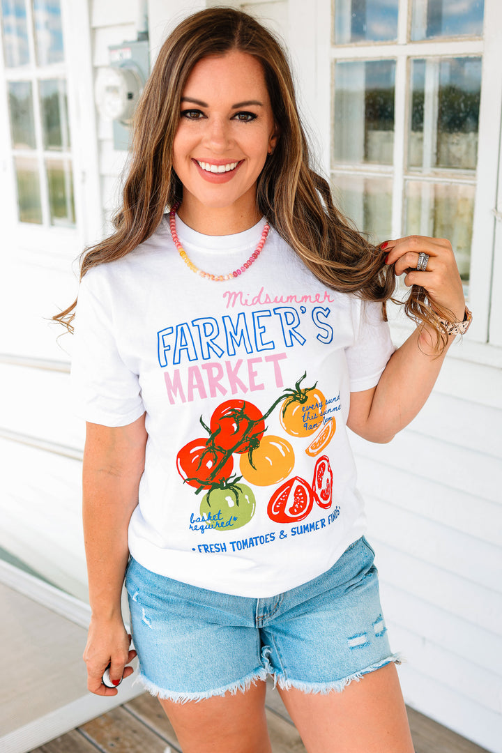 Midsummer Farmer's Market Graphic Tee - White