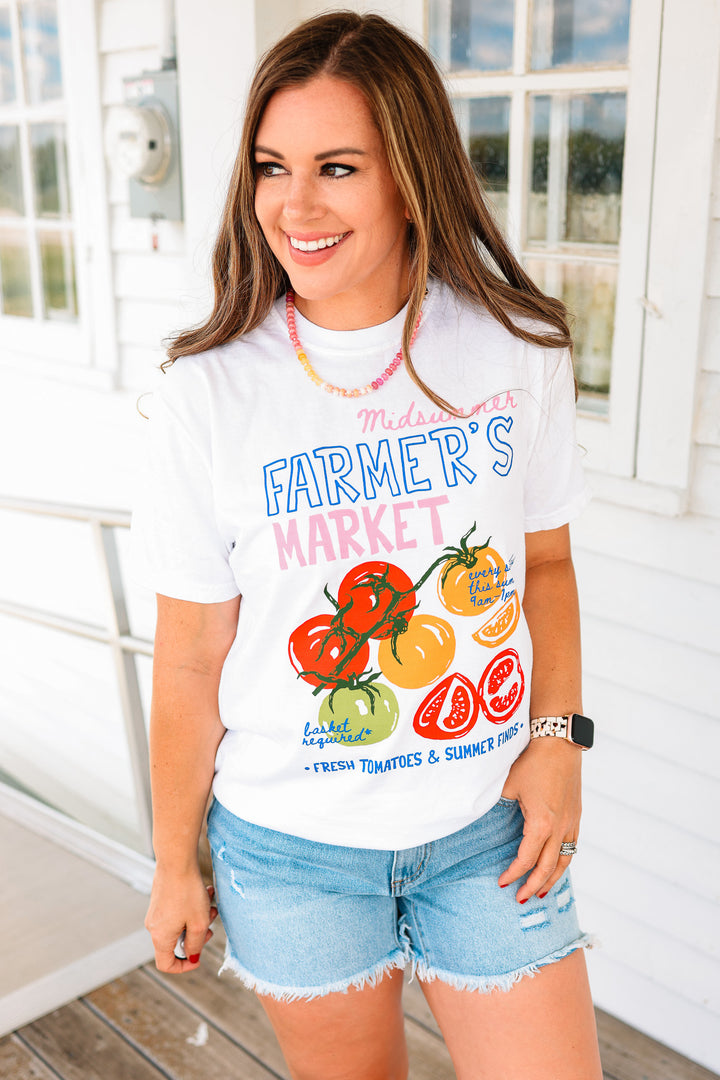 Midsummer Farmer's Market Graphic Tee - White