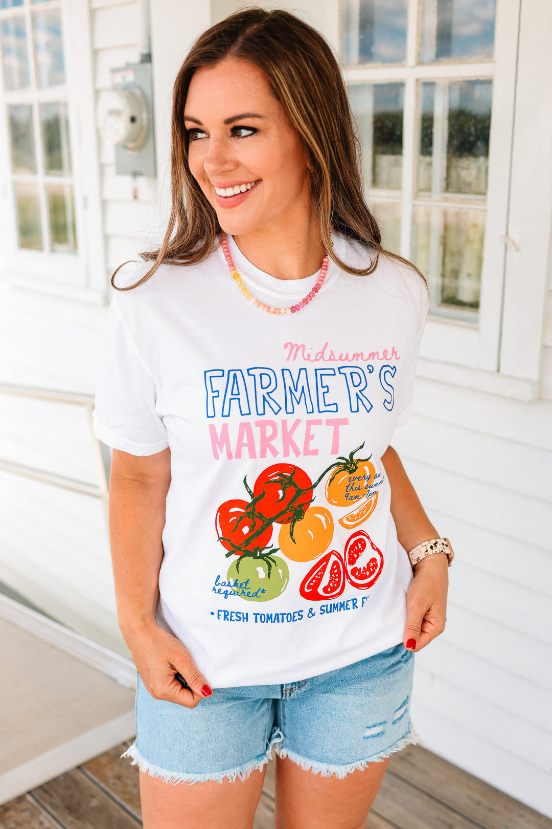 Midsummer Farmer's Market Graphic Tee - White