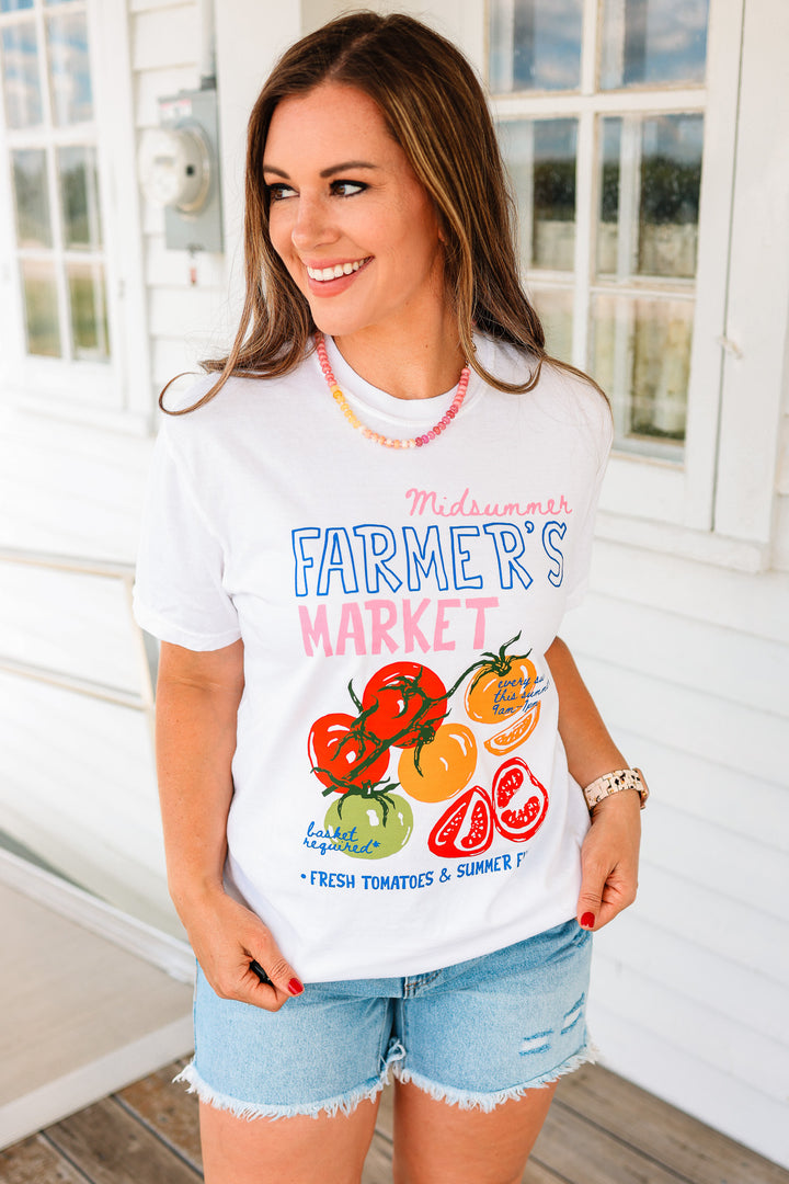 Midsummer Farmer's Market Graphic Tee - White