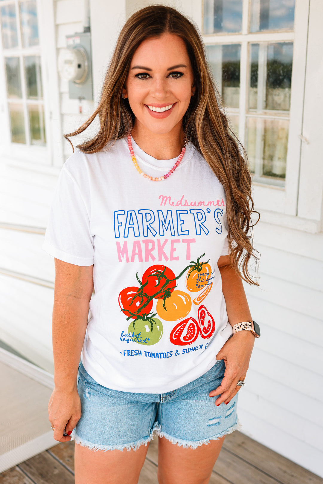 Midsummer Farmer's Market Graphic Tee - White